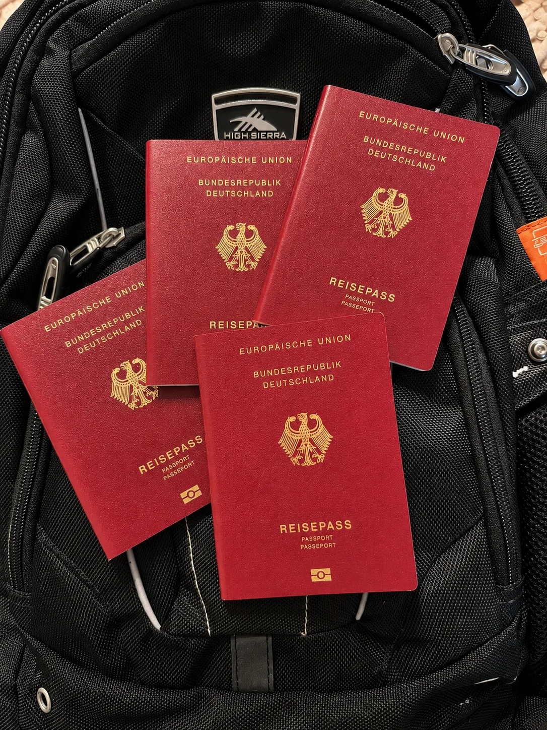 German passports from a completed family citizenship process