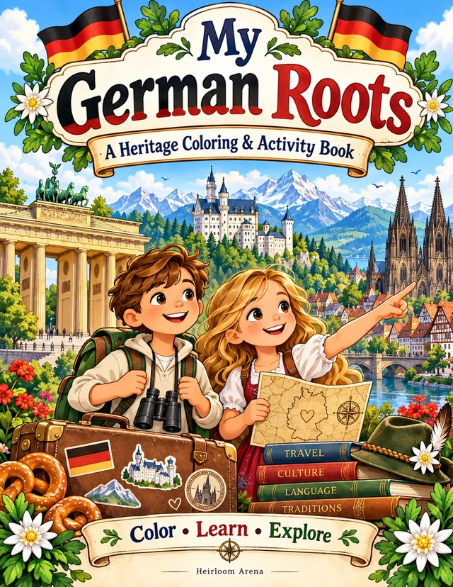 My German Roots children's heritage coloring and activity book cover