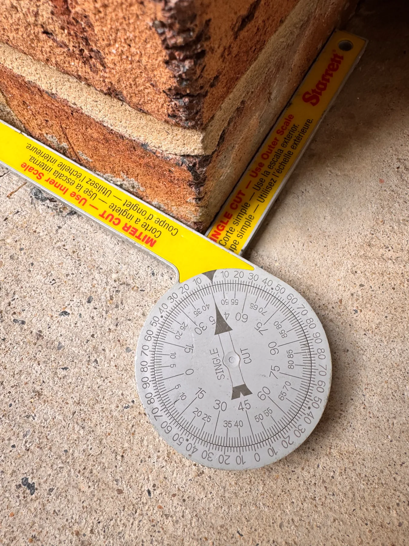 Starrett miter protractor fitted into a real inside corner
